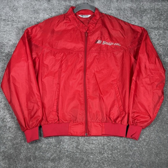 Vintage Snap On Horizon Sportswear Jacket Mens XL Red Nylon Full Zip Unlined USA - Picture 1 of 10